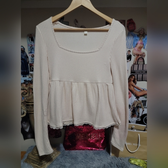 Derek Heart Tops - Derek Heart Cream Textured Blouse